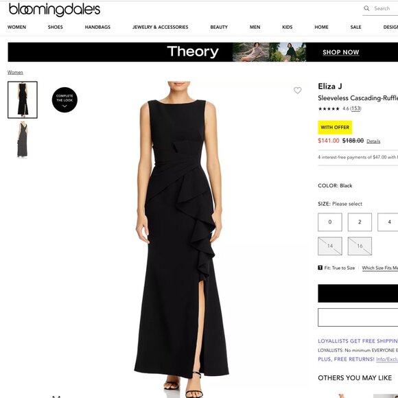 NWOT Eliza J Sleeveless Cascading-Ruffle Gown - Picture 16 of 16